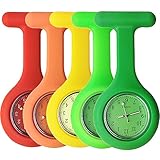 Krankenschwester Brosche, Silikon Band mit Pin Clip, Leuchten im Dunkeln, Gesundheitswesen Medizinische Dr. FOB-Uhr Brosche Taschenuhr Analog Quarzuhr (orange - gelb - grün, 5.)
