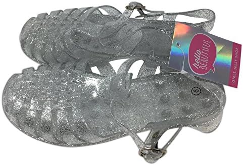Hello Beautiful Girls Kids children Toddlers Jelly Fisherman Jelly Shoes (3 UK, Silver Glitter)