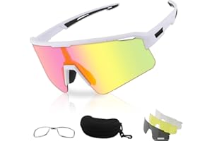 FOCUHUNTER Lunettes de soleil polarisées pour hommes et femmes, lunettes de cyclisme UV400 pour le baseball, Ski, cyclisme, lunettes à 3 lentilles