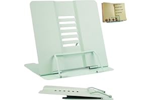 JINSION Atril Lectura de Metal con 6 ángulos Ajustables, Atril Metálico para Libros, Soporte de Libros de Plegable, Multifuncional Soporte de Lectura para Lectura, Cocina, Estudiar, Oficina, Tableta (Verde)