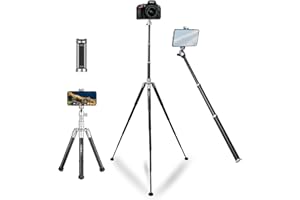 Handy Stativ, COMAN Stativ für Smartphone, Monopod mit 360° Kugelkopf, Generisch 1/4‘’Gewinde, Tragfähigkeit 3kg, Aluminiumlegierung Kompakt Kamera Stativ Ideal für Selfies, Reisen und Makroaufnahmen