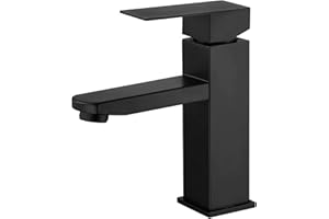 DIDARENBA Grifo lavabo negro mate acero inoxidable monomando agua fria y caliente con mangueras incluidas grifo baño