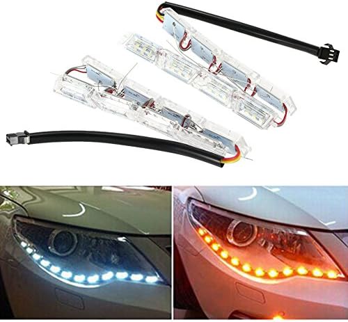 Inlink 2pcs 8 LED Daytime Running and Turn Signal Light Decorative Lamp Waterproof Flexible Installation Changeble Color White/Yellow Light