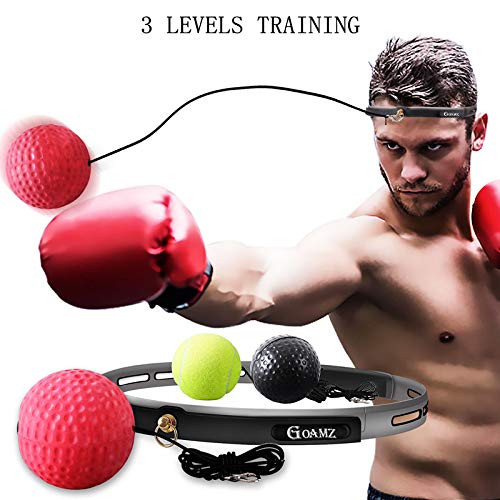 GOAMZ Boxtraining Ball, 3 Reflex Ball Boxing Ball mit Aufbewahrungsbeutel Einstellbarer Kopfbügel, Kampf Dekompression Vent Fightball für Boxtraining Zuhause und Outdoor