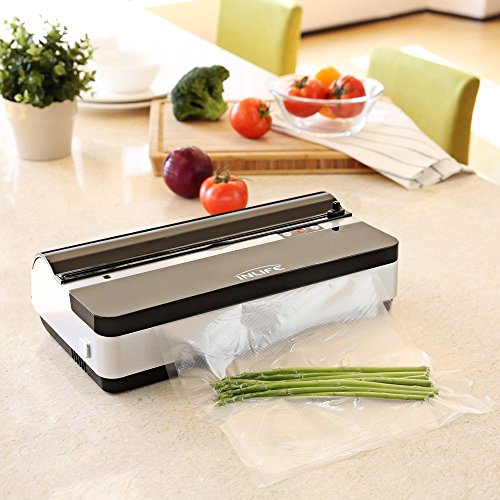INLIFE K9 Vakuumierer,sous vide vakuumierer mit ein Cutter und ein Rollen Beutel, 5x länger frisch und ganz Natürlich ohne Konservierungsstoffe - 6