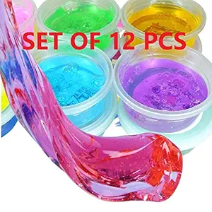 Jiada Crystal Clay Soft Slime Transparent Magic Mud Non Toxic | Pack of 12 Assorted Colours