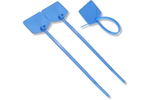 ‎6COMGIGA 6COMGIGA Wasserdichte Versandanhänger, selbstsichernde, beschreibbare Markierungsbänder aus Nylon, Gepäckidentifikationsanhänger, Siegeletiketten, Kabelbinder zum Beschriften, 100 Stück (Blau)