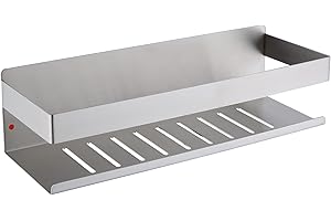 HomeHeng Mensola da Doccia Senza Foratura - Mensole Bagno Autoadesivo Nichel Spazzolato Organizzatore da Parete, Acciaio ​Inox Adesivo Portaoggetti Doccia, 30 cm