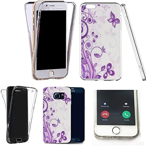 360° silicone gel full body Case Cover for apple iphone 5 5s SE purple vine butterfly