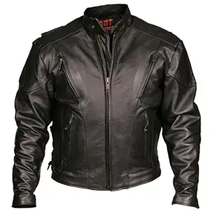 Leather Motorcycle Jacket (Black, Size 46)