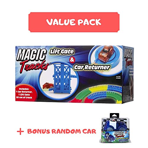 Magic Tracks, Lift Gate & Car Returner Bundle, Includes Bonus Random Accessory Car - Value Pack