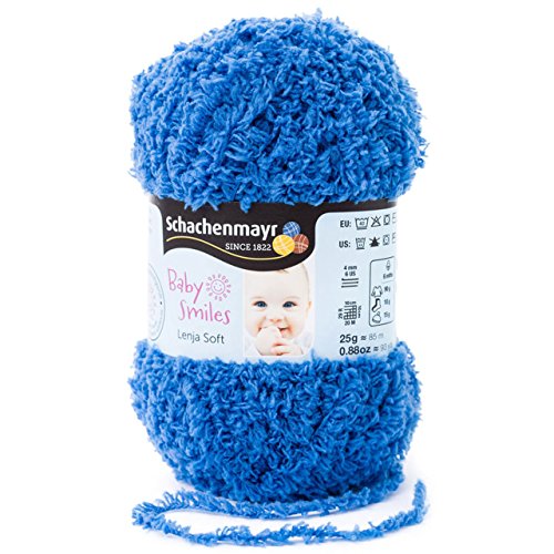 Wolle für Babys blau * Baby Smiles Lenja Soft Schachenmayr 25g/Knäuel * plüschiges Baby Garn zum Stricken in jeans (Fb 1052) – flauschige Baby Wolle – Garn für Babys (Strickgarn) EXTRA PLÜSCHIG für Kuscheltiere und Babymützen – pflegeleichte Babywolle aus der Schachenmayr Baby Smiles Reihe – inkl. GRATIS MyOma Label