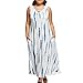 Produktbild feiXIANG Sommer kleider Frauen Casual Druckkleider Abendkleid Schöne Beachwear Loose Freizeit Rock Dress große Größe Bekleidung Damen Kleid ärmelloses Kleid Rock Strandkleid (5XL, Weiß)