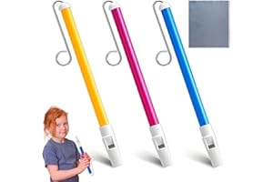 FEIFANCHOICE Slide Whistle, 3PCS Sliding Plastic Whistle Instrument with Stainless Steel Sliding Drawbars and Cleaning Cloth for Kids Music Enlightenment Parent - Child Interaction Gift