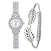 Produktbild LSAltd 2019 Neue Ankunft Leichte Luxus Lady Temperament Diamant Uhr Blatt Armband Set Kette Exquisite Armbanduhr Damen.