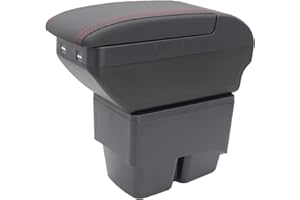 KAERGK Accoudoir pour Fiesta 2009-2017 Console centrale Boîte de rangement avec porte-gobelet Double couche Accoudoir Accessoires Noir