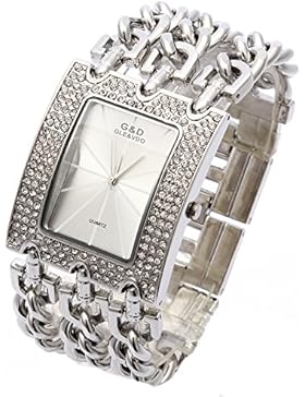 Sheli Silber Aus Edelstahl Kristall Platz Armbanduhren für Damen