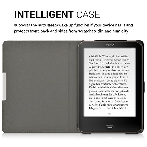 kwmobile Hülle für Tolino Vision 1 / 2 / 3 / 4 HD – Flipcover Case eReader Schutzhülle – Bookstyle Klapphülle Schmetterling Schwarm Design Mehrfarbig Pink Weiß - 4