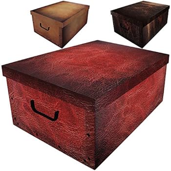 Aufbewahrungsbox 45L mit Deckel Holz Design 3er Set Pappe