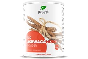 NATURE'S FINEST BY NUTRISSLIM Nature's Finest Polvere di Ashwagandha Bio 125 g | Superfood Biologico Puro e Vegano a base di Radice di Ashwagandha | Rimedio contro Stress e Ansia | Favorisce Sonno e Recupero