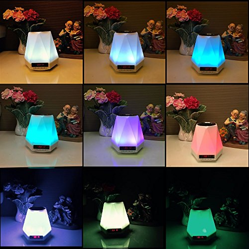 SOLMORE LED Bluetooth Lautsprecher Speaker Lampe Lichtwecker Multi Funktion Farbwechsel Stimmungslicht Mini Nachtlich Wecker Wireless Stereo Musik Sound Spielen mit Eingebauten Wiederaufladbaren 1500mAh Batterie/ USB Kabel /TF Karte Unterstützt für Handy Smartphone Tablets Laptop PC und andere Bluetooth Geräte für Tischlampe Schreibtischlampe Tischdeko Kinder Zimmer Outdoor Camping Geschenke - 6