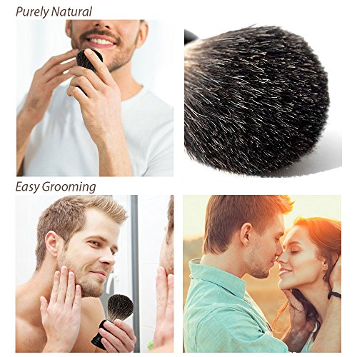 Mture Dachshaar Rasierpinsel,Badger Shaving Brush Dachshaar Männer Rasierpinsel,100% Dachshaar,Ebenholzimitatgriff, für die perfekte Rasur,Rasierschaum-Pinsel/Rasurzubehör (Schwarz) - 4