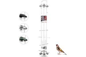 WILDTIER HERZ cuore di animali selvatici I Colonna di Alimentazione Semi Niger Neri per Cardellino e Lucherino - 5 Anni di Garanzia - Realizzata in Metallo antiruggine (52cm, Argento)