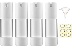 Apstaqeoo 4PCS, 30ml Empty Refillable Airless Pump Bottles - Frosted Transparent Travel Foundation Containers Airless Lotion Pump Containers Vacuum Press Pump Bottle Dispenser for