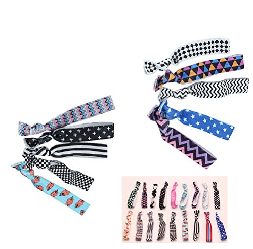 Homgaty 10 pcs No Crease Elastic Hair Band Ponytail Holder Ribbon Hair Ties Lot Wholesale for Girls Women
