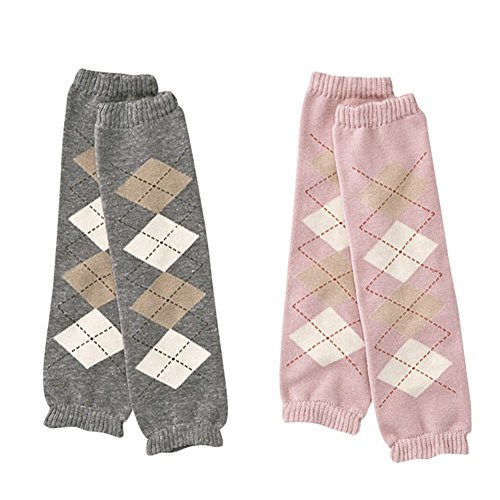 Set of 2 Lovely Pink&Gray Cotton Baby Leg Wamers Comfy Leg Guards,0-5Years