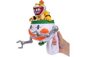 Super Mario Galaxy-filmen Bowser Jr. 5" / 12,7 cm actionfigur med clownbil, officiellt från Jakks Pacific, slagarmar, vattenavslöjande klistermärken och svampborste, snurrande propeller, för 3+
