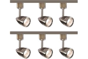MANNINGHAM LIGHTING 3M 3 Meter 6 Spot Brushed Chrome 5W GU10 LED Rail Track Interior Decoration Kitchen Home Shop Adjustable Multi Directional Display Spotlighting Track Lighting Bullet Shape