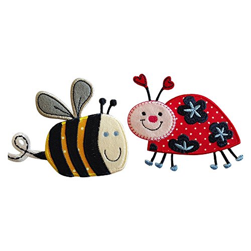 TrickyBoo Aufbügler Bügelbilder Set 2 Aufnäher Patches Biene 9X8cm Marienkäfer 9X7cm flicken Kleider Aufnäher Stoff Patch zum Aufbügeln auf Wimpel Türschild Kissen Hemd Jeans Rock Hosen Kleider Kappe Hut Jacke Schal Halstuch Decke Rucksack Tasche Turnsack Fahne für persönliche Geschenke mit Multi Nähen Stoff Applikationen Annähen Applikationen Baby Baumwolle Baby Kinder Stadt Verein Fussball Sport Namen Geburt Taufe Geburtstag Kleidung Personalisieren Sticken Accessoire Basteln Buben B