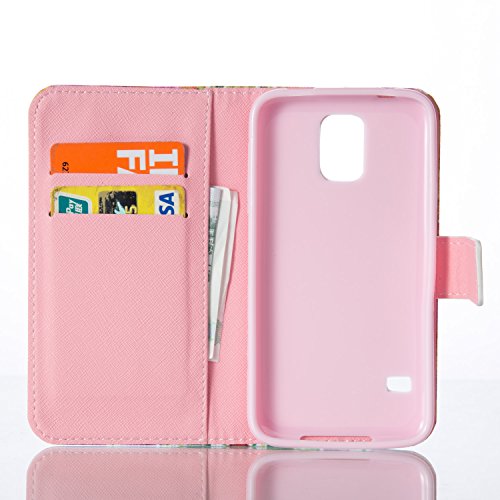 SKYXD für Samsung Galaxy S5 / Galaxy S5 Neo Hülle Leder Grün Rot Schmetterling Muster Folio Klappbar Handy Tasche Schutzhülle [Magnet / Brieftasche Kartenfach / Standfunktion] Klapphülle mit [Handyanhänger + Eingabestift] Zubehör Set für Galaxy S5 / Galaxy S5 Neo Case Bookstyle Flip Leather Cover With [Stylus and Dust Plug] - 4