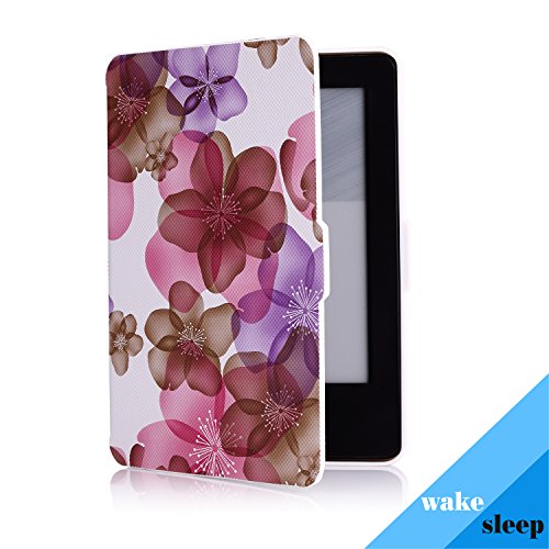 Kindle 7.Gen Hülle Case – MoKo Superleicht PU Leder Tasche Schutzhülle Schale für Amazon E-reader Kindle (7. Generation – 2014 Modell)(Nur Geeignet für Kindle 2014 Modell), Blumen-Violett - 4