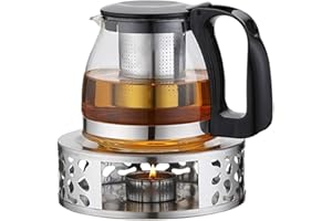 FURNRUBDEN Chauffe-théière en Acier Inoxydable avec Porte-Bougie pour théières en Verre Borosilicate