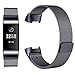Produktbild KIMILAR Fitbit Charge 3 Armband Milanese Edelstahl, Verstellbare Magnet Ersatzarmband Metall Band Bracelet für Fitbit Charge 3 & Special Edition Fitness Tracker (Graphit, L)