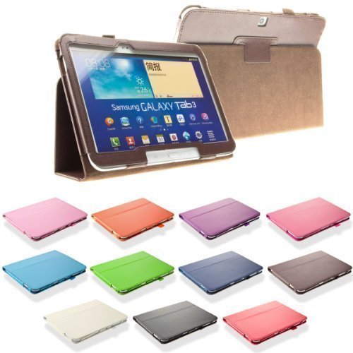 Design Tab3 10 1 Standtasche f  r SAMSUNG GALAXY TAB 3 P5200 P5210 P5220 H  lle Etui Tasche Case ULTRASLIM  Braun 