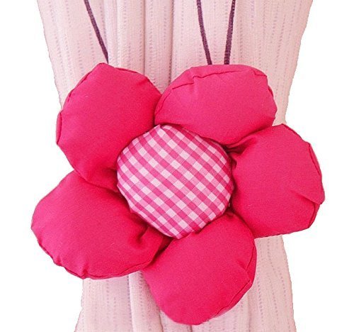 Homgaty 1 Paar niedliche Blume Form Raffhalter Gardinen Halter Klemme für Kinderzimmer Schlafzimmer Mädchen – Sun Flower Pink - 5
