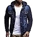 Produktbild BaZhaHei Herren Langarmshirt Männer Herbst Winter mit Kapuze Vintage Distressed Denim Jacke Tops Mantel Outwear Muskel Basic Solid Bluse T-Shirt Top