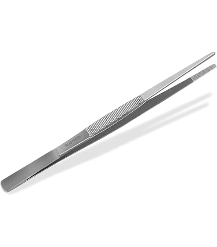 SANISMART Anatomische Pinzette – 14,5 Cm, Matt & Rostfrei, Geriffelt Für Sicheren Griff