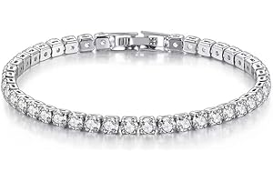 BSLVWG 4MM Frauen Armband, Sterling Silber Tennis Armband für Frauen S925 Einstellbare Armband Zirkon Armband,Freund Armband, Geschenk für Mama