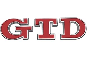 AUTOZOCO Emblema Adhesivo metálico GTD, Insignia GTD Apto para Parte Trasera Autoadhesiva, Compatible con VW Golf 7, 6, 5, 4, Pegatina GTD MK2, MK4, MK5, MK6, MK7, Metal, Rojo Borde Plata