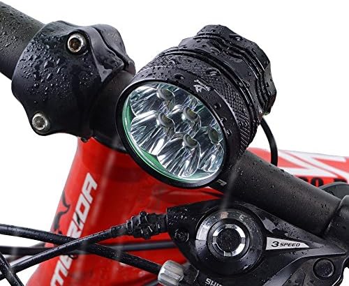 QITAO Bicycle Bike light, Headlight Headlamp CREE X-ML T6 U2 Waterproof MTB Road Bike Front Light + 8000mAh Rechargeable Battery Pack, USB Charger for Mountain Bikes (7LED)