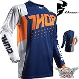 THOR MOTOCROSS SHIRT BLAU ORANGE PULSE AKTIV JERSEY ATV QUAD...