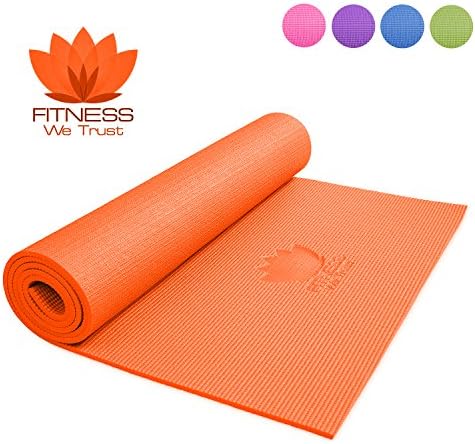 Fitness We Trust Non-Slip Orange Yoga Mat - FREE Bonus Bag Included/Carrier Case With Strap - 6mm Thick - Eco-Friendly PVC - Best Yoga Mat For Home And Travel - Protect Your Investment - Zero Risk - 100% Money Back Guarantee (Orange)