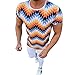 Produktbild Herren T-Shirt Kurzarm Print Shirt Streifen Poloshirt Polohemd Mit Rundhalsausschnitt Sweatshirt Kurzarm Poloshirts (S, Orange)