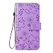 Produktbild LMAZWUFULM Hülle für LG Mobile K8 2017 / LG M200N (5,0 Zoll) PU Leder Magnetverschluss Brieftasche Lederhülle Prägung Cartoon Kätzchen Muster im Bookstyle mit Standfunktion und Karten Slot Schutzhülle Ledertasche Flip Cover für LG K8 2017 Lila