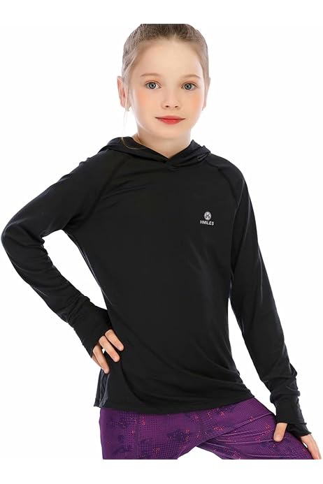 HMILES Girls Long-Sleeve Running Top - Kids UPF Lightweight Hooded Sport  Tshirts with Thumbholes Child Hiking Hoodie Fitness Tee Bright Fuchsia  11-12y : Amazon.co.uk: Fashion