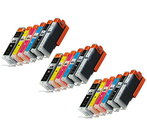 Prestige Cartridge PGI-570XL CLI-571XL Lot de 18 Cartouches d encre pour Imprimante Canon Pixma MG7750 MG7751 MG7752 MG7753 - Noir Photo Noir  Cyan Magenta Jaune Gris